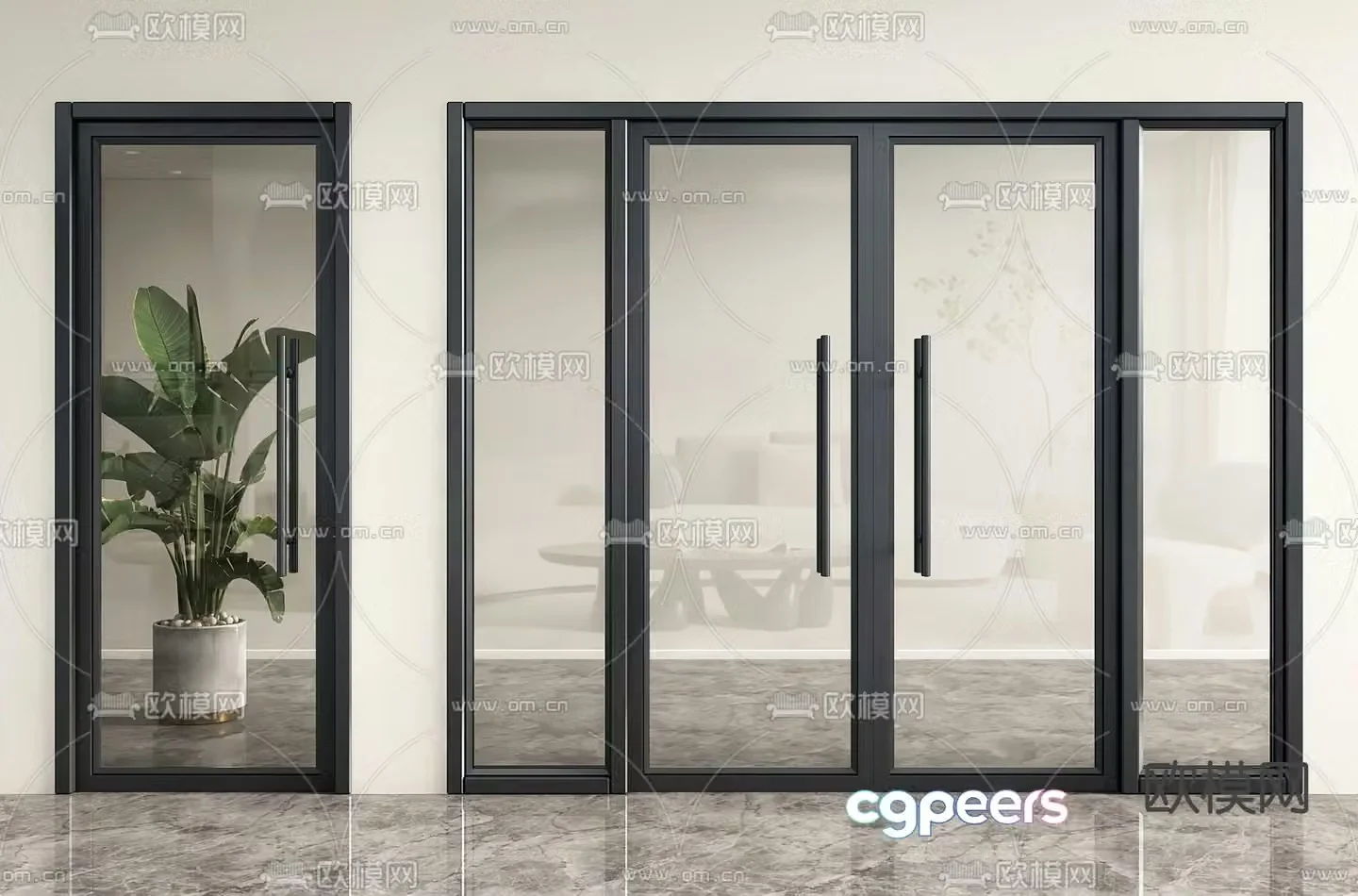 glass door shop door shop door 3d model