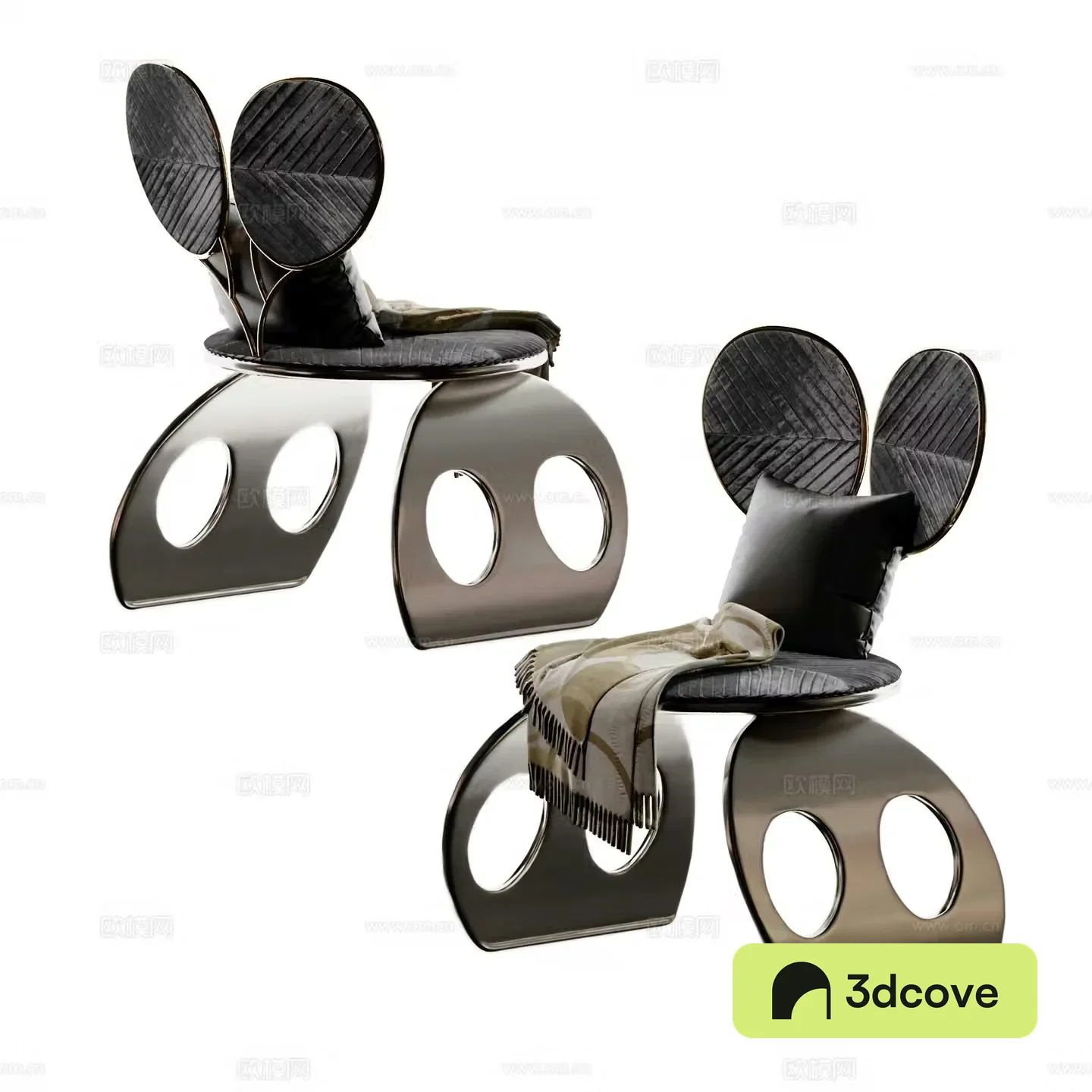 Modern Italian black and white grey leisure chair dining chair