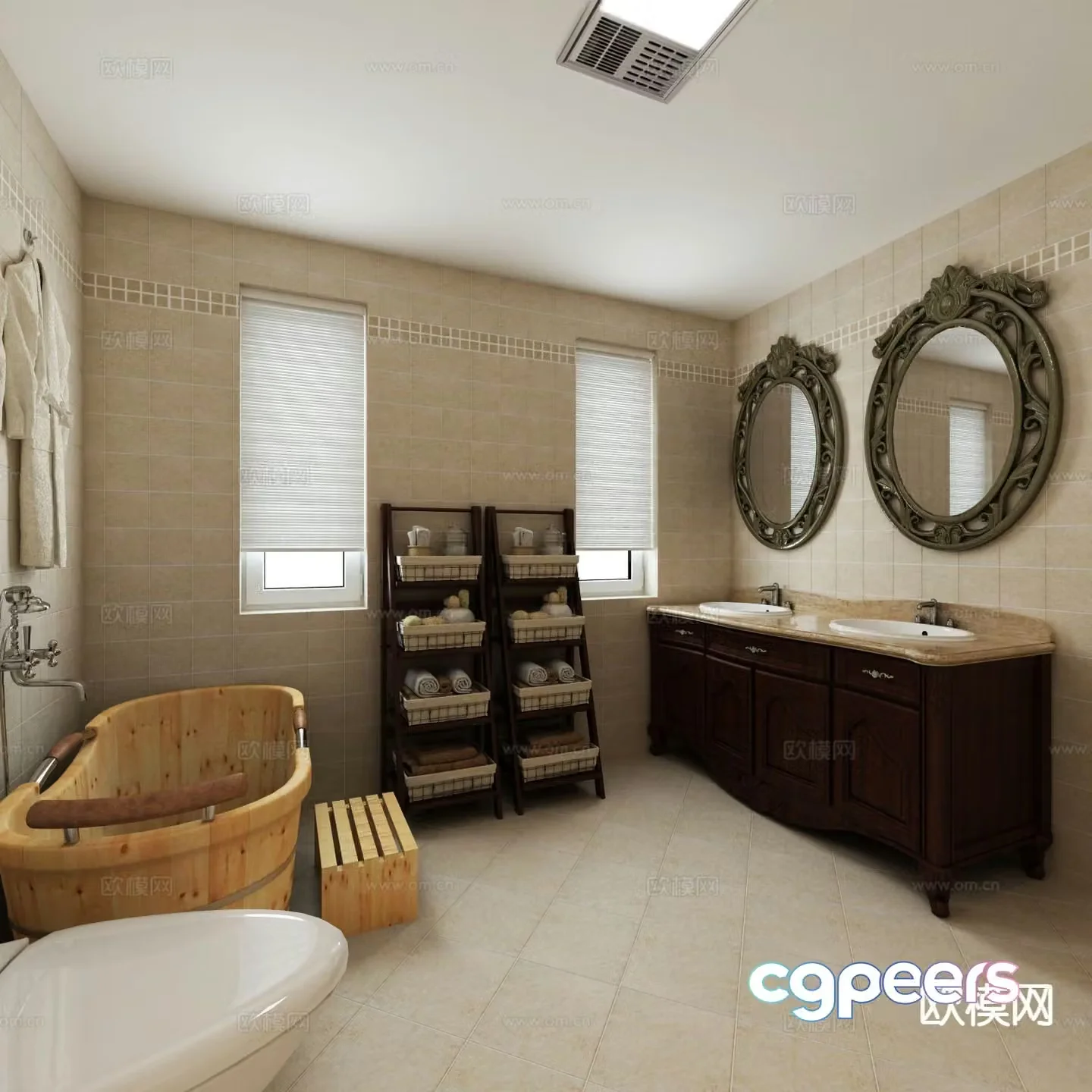 European style bathroom sauna room bathroom 3d model