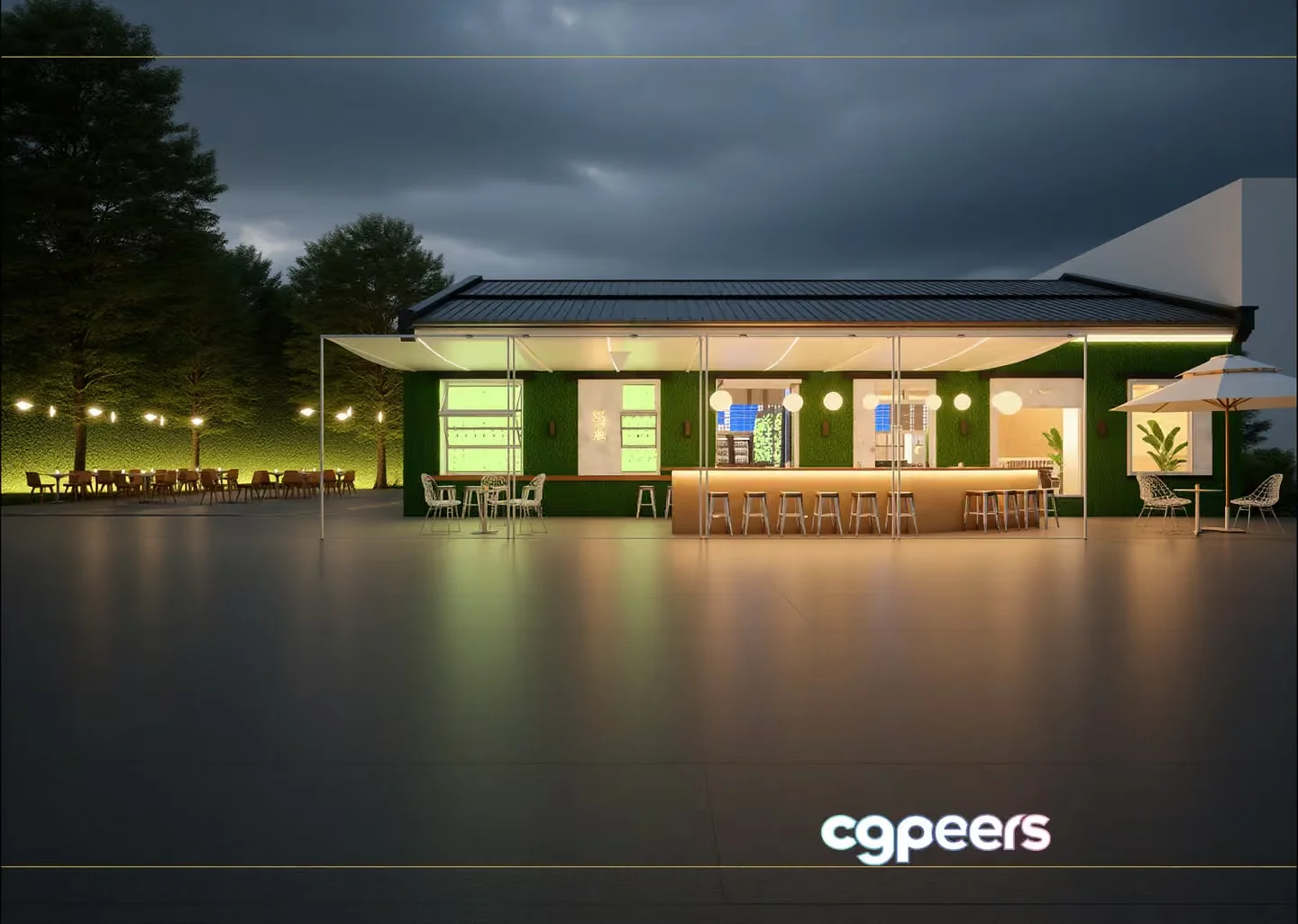 Modern Outdoor Bar 3D Model – 7915 – VRAY Render