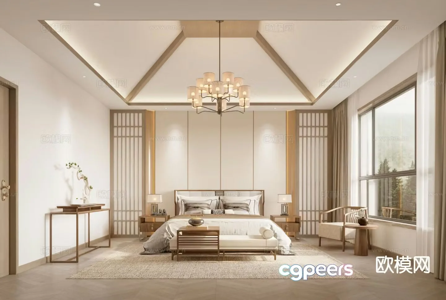 New Chinese style bedroom master bedroom 3d model