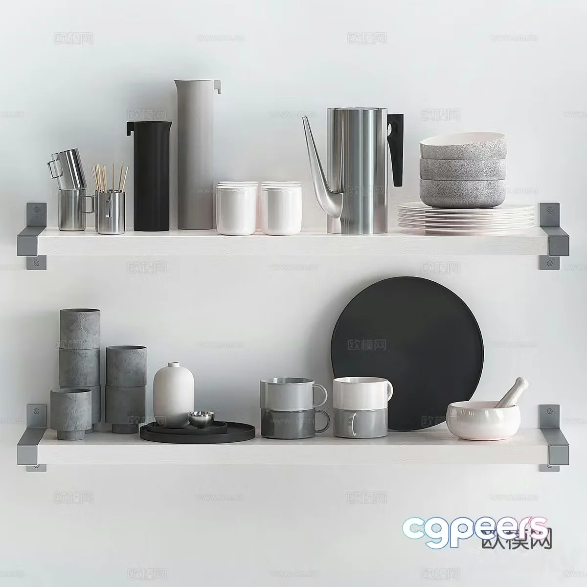 Kitchen supplies tea sets dishes tableware 3d model