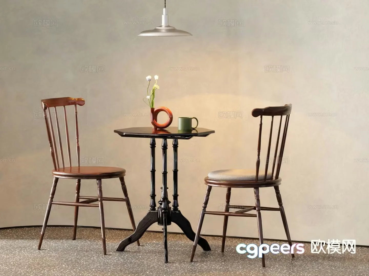 Medieval style leisure table and chairs 3D model