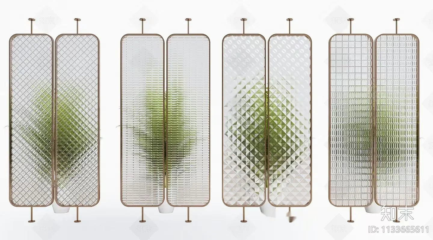 A Decorative Screen With A Plant Behind It 3D Model – 13342 – VRAY Render