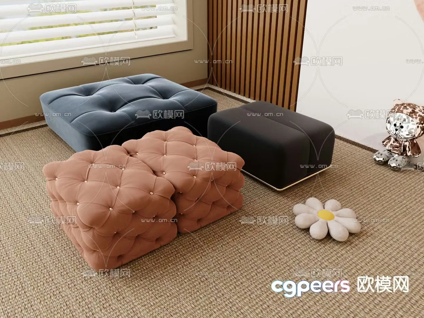 Sofa stool sofa cushion footrest 3d model