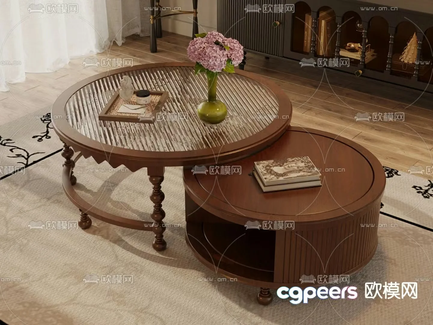 French letter coffee table tea seat 3d model