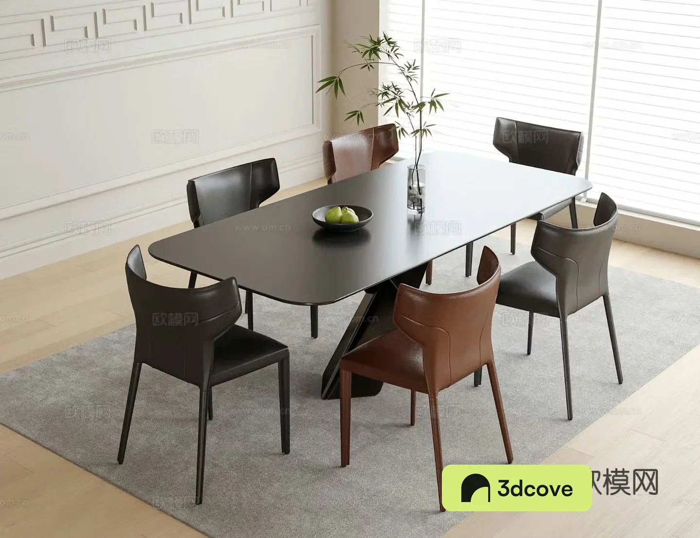 Italian dining table and chairs strip dining table