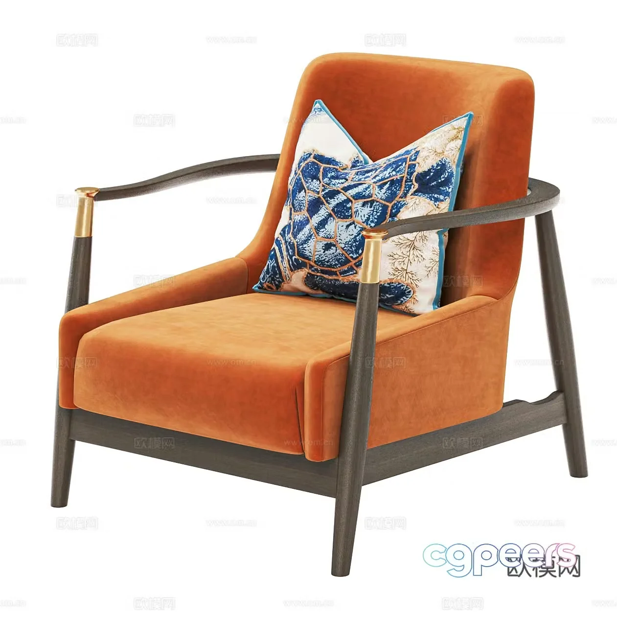 New Chinese style light luxury leisure chair 3D model