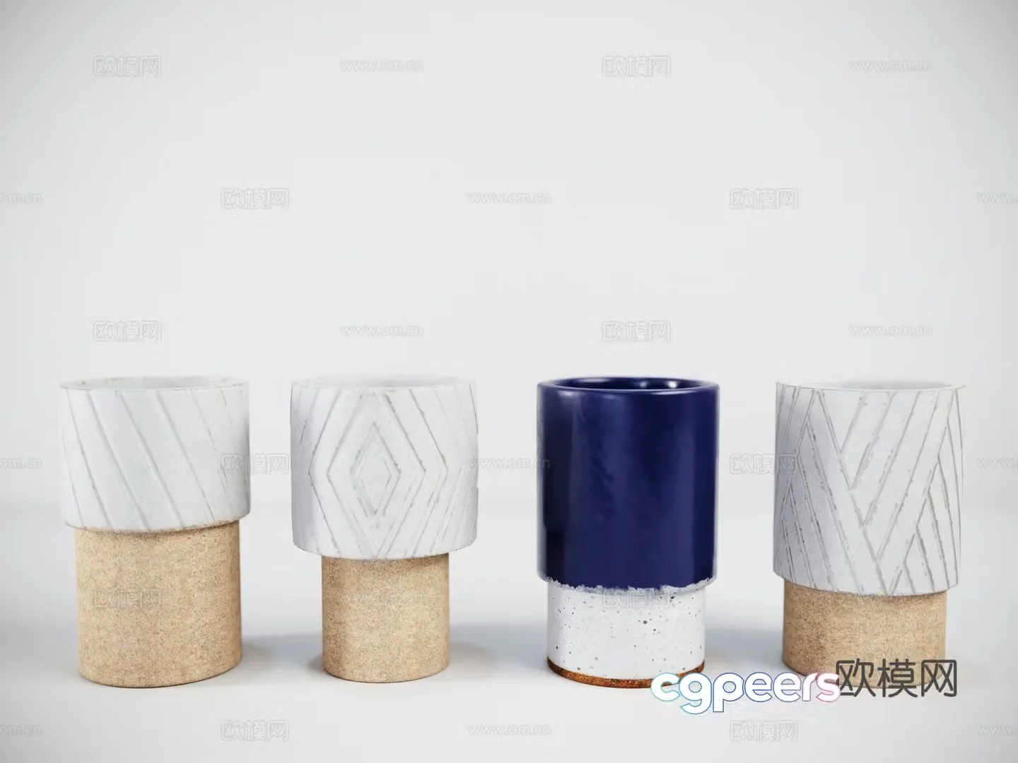 Modern ceramic vase porcelain container 3d model