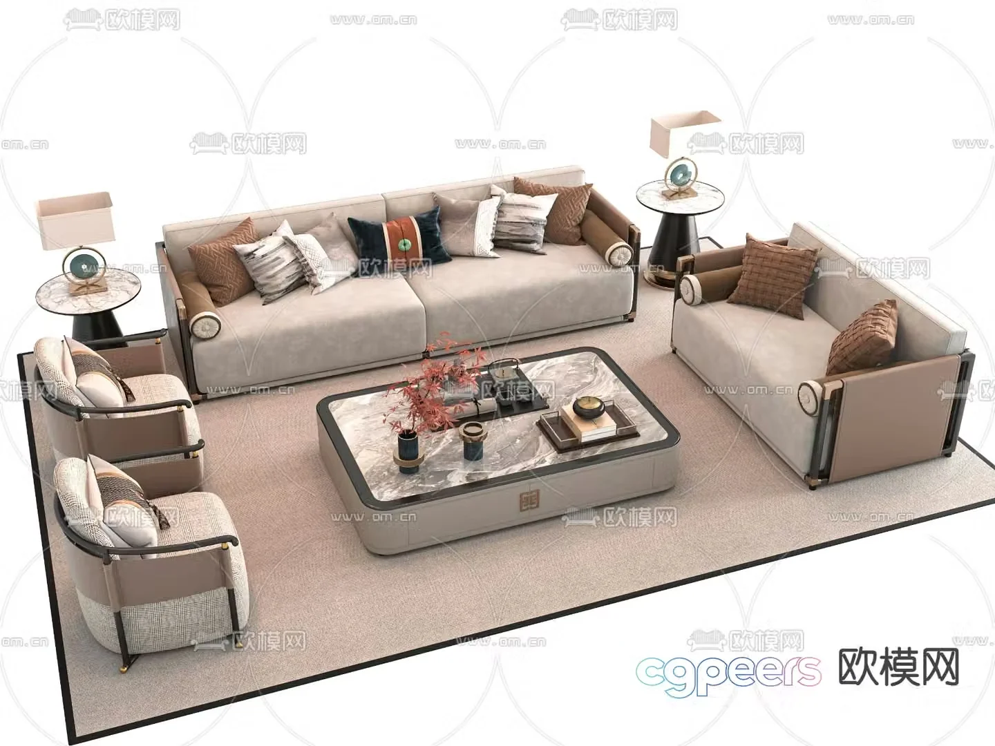 New Chinese style modular sofa 3d model