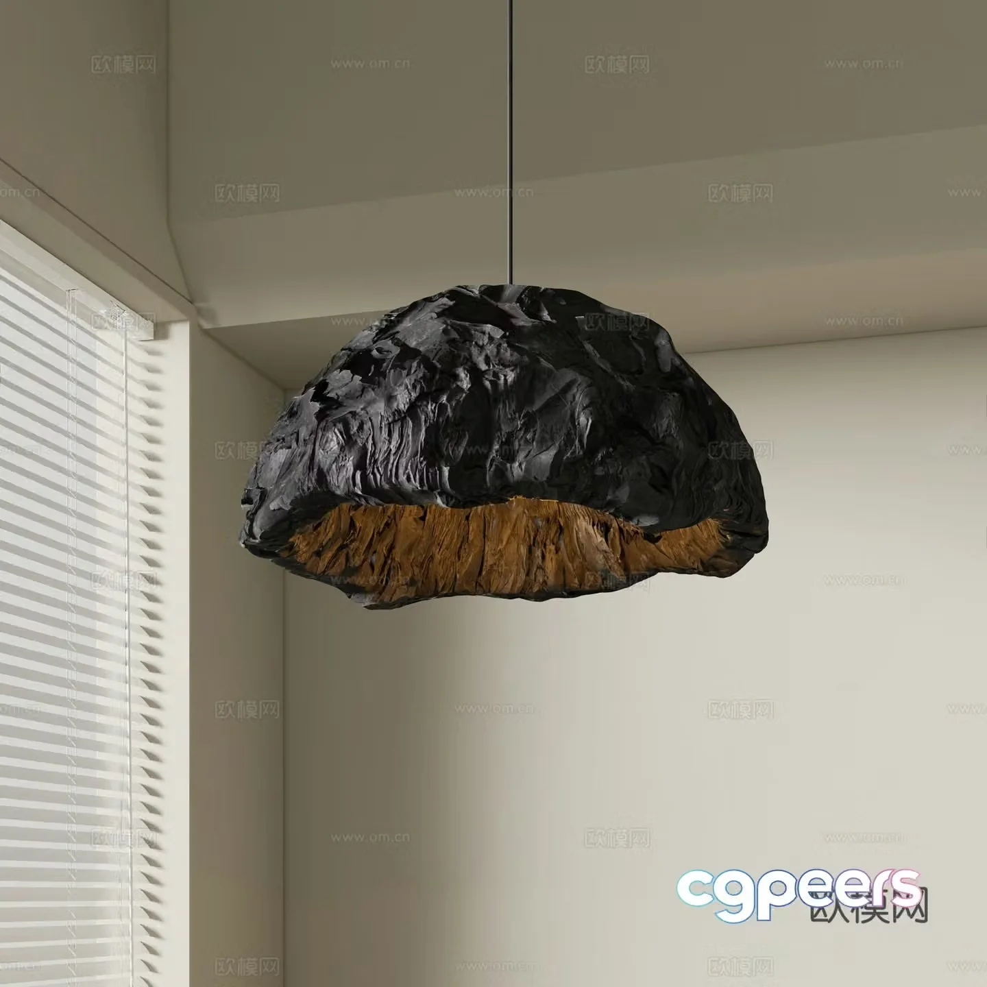Wasabi Chandelier Stone Stone Stone Single-Head Chandelier Dark Chandelier 3D Model