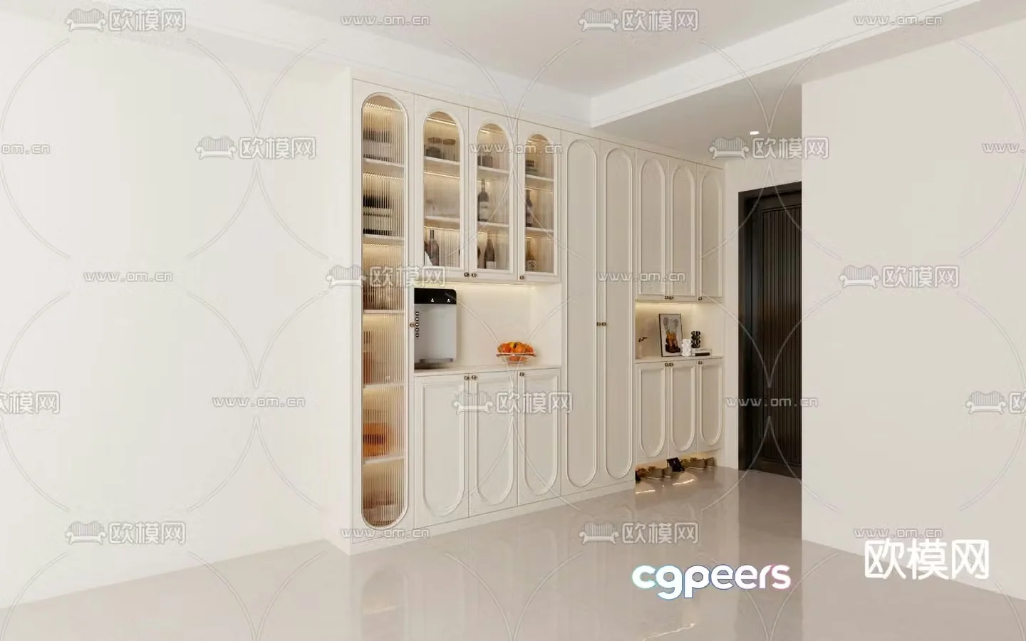 French entryway shoe cabinet 3d model