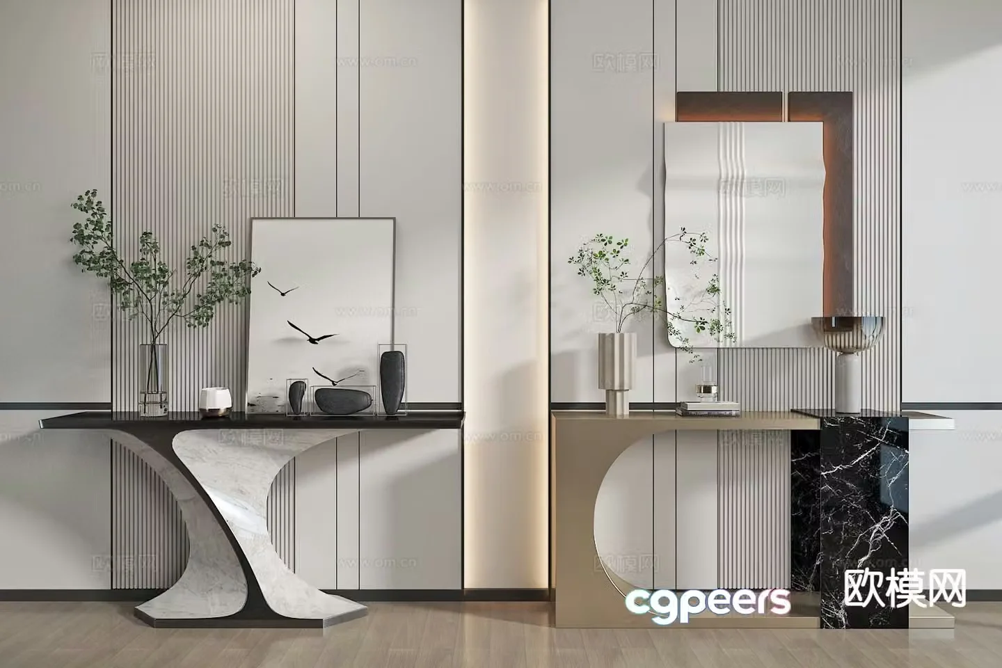 Modern entrance molding and viewing platform 3D model