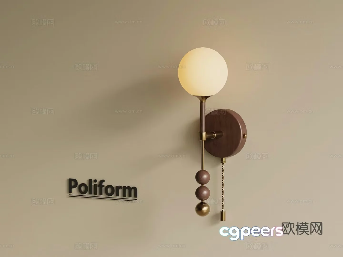 Middle-aged wall lamp bedside wall lamp 3D model