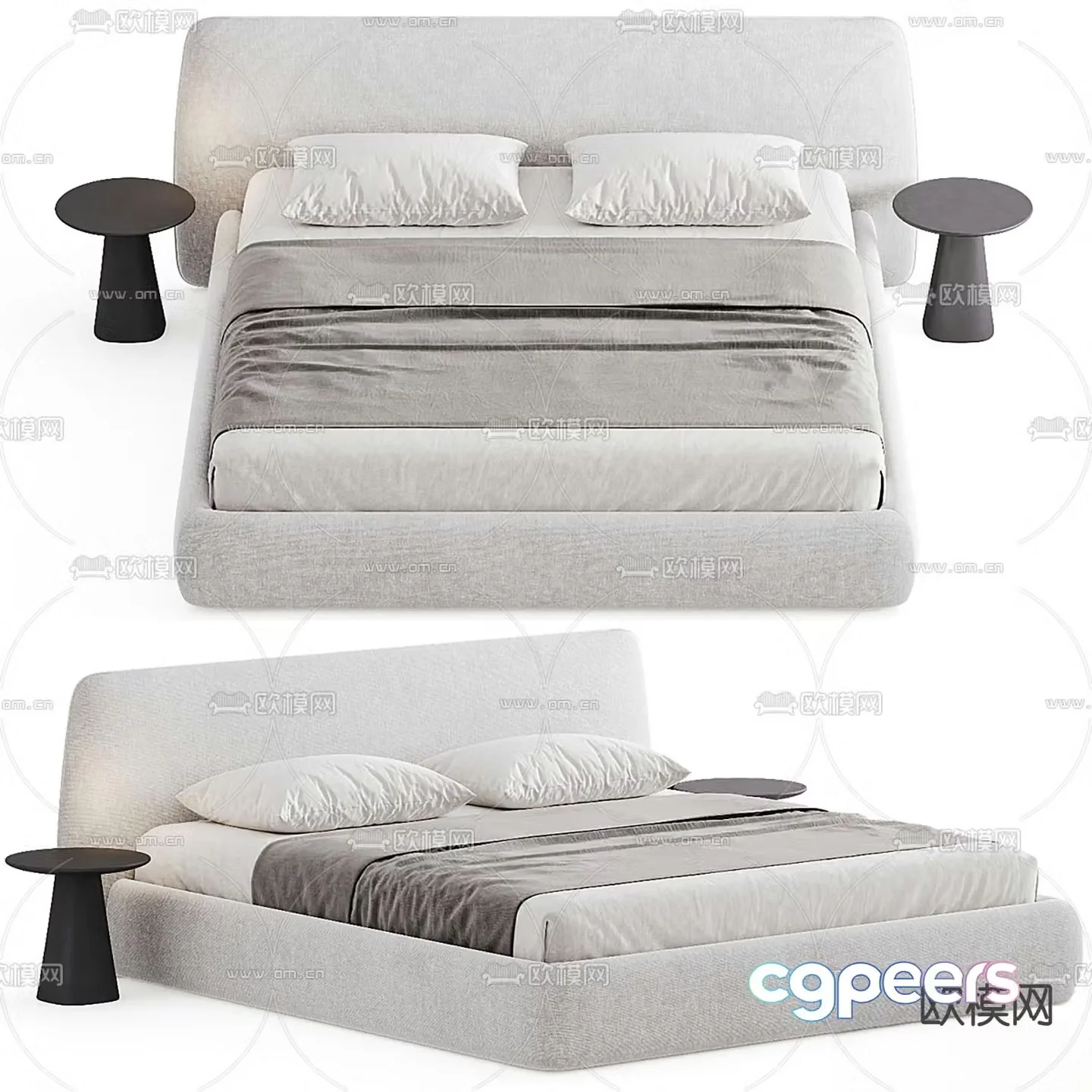 Modern double bed 3d model