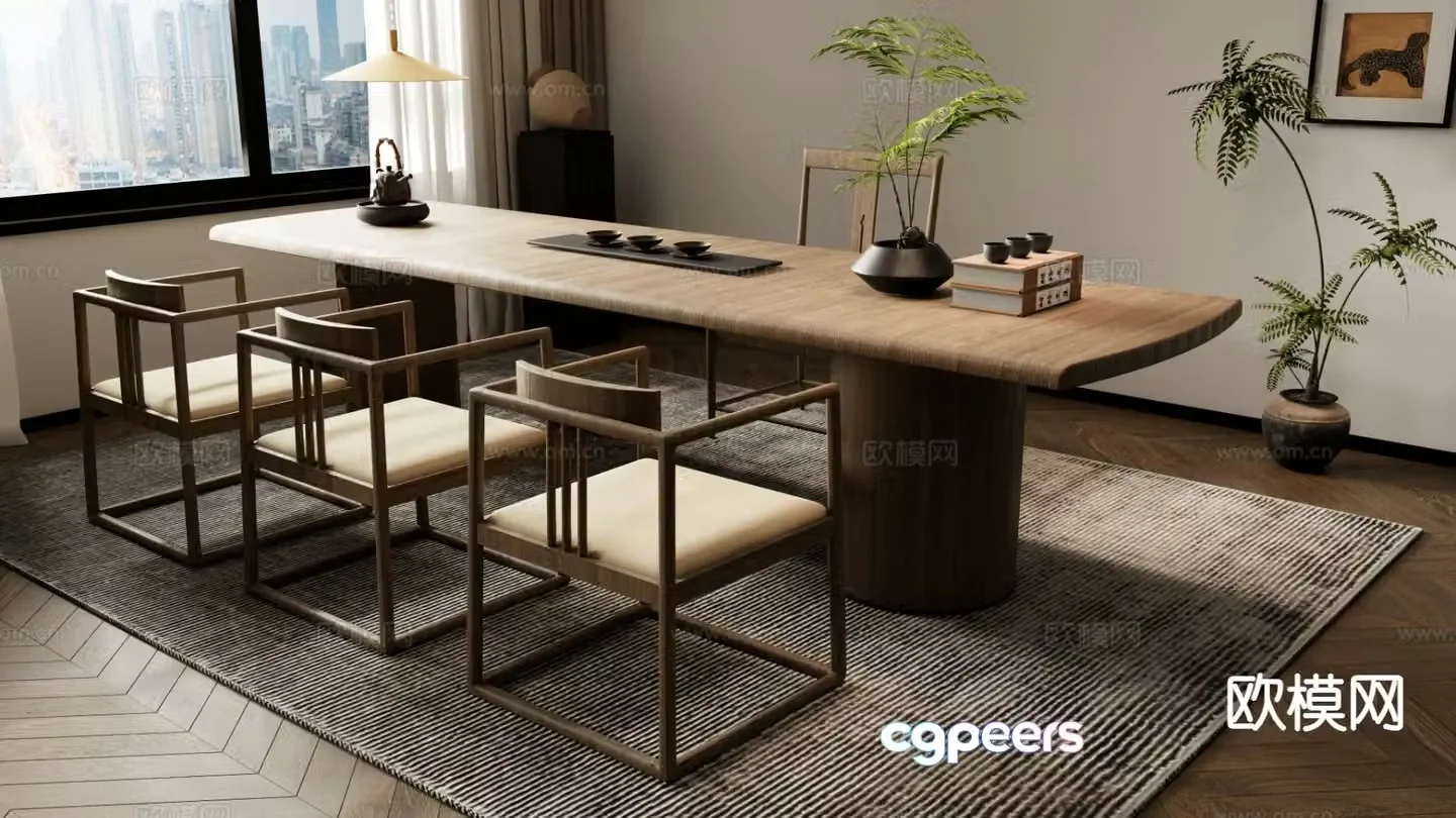 New Chinese style tea table tea table 3d model