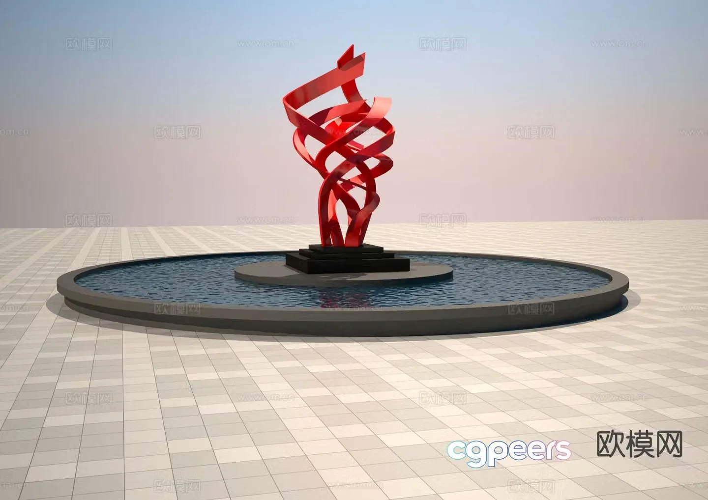 Streamer sculpture square sculpture 3d model