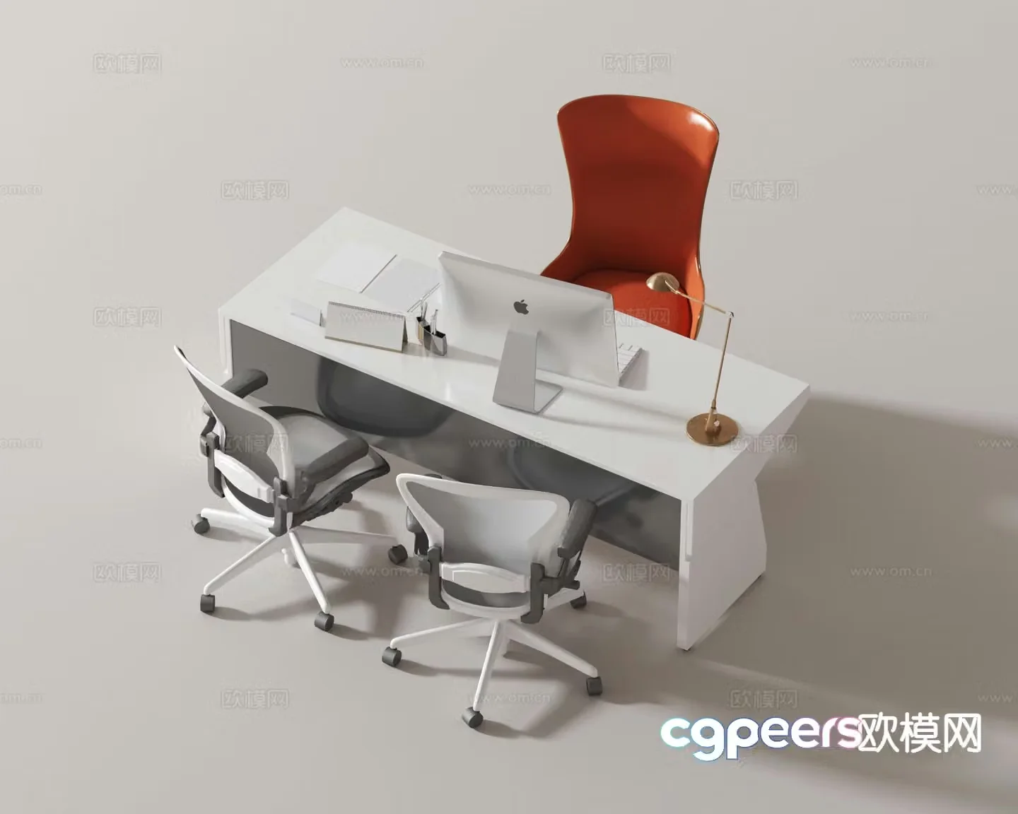 Modern office desk desk 3d model