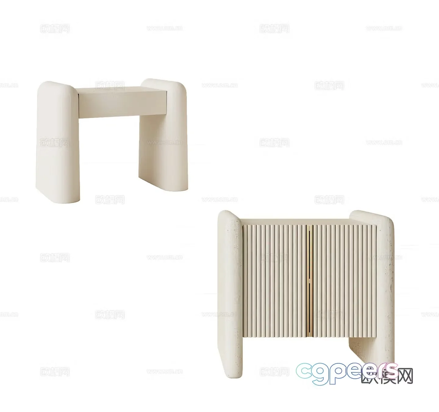 Modern creamy nightstand finished bedside table children’s bedside table square bedside table 3D model