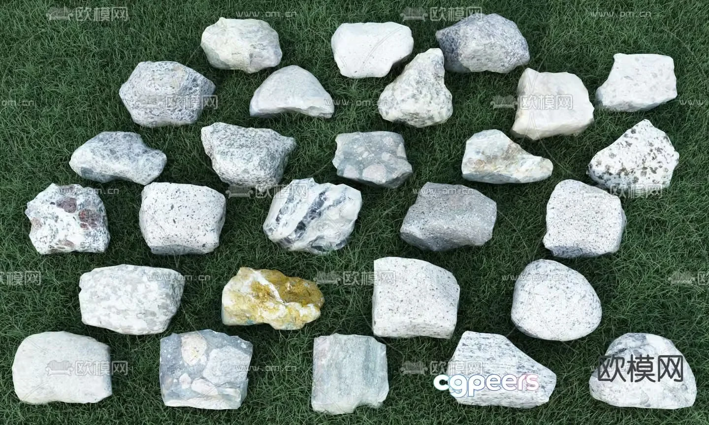 Modern stone landscape sketch 3d model