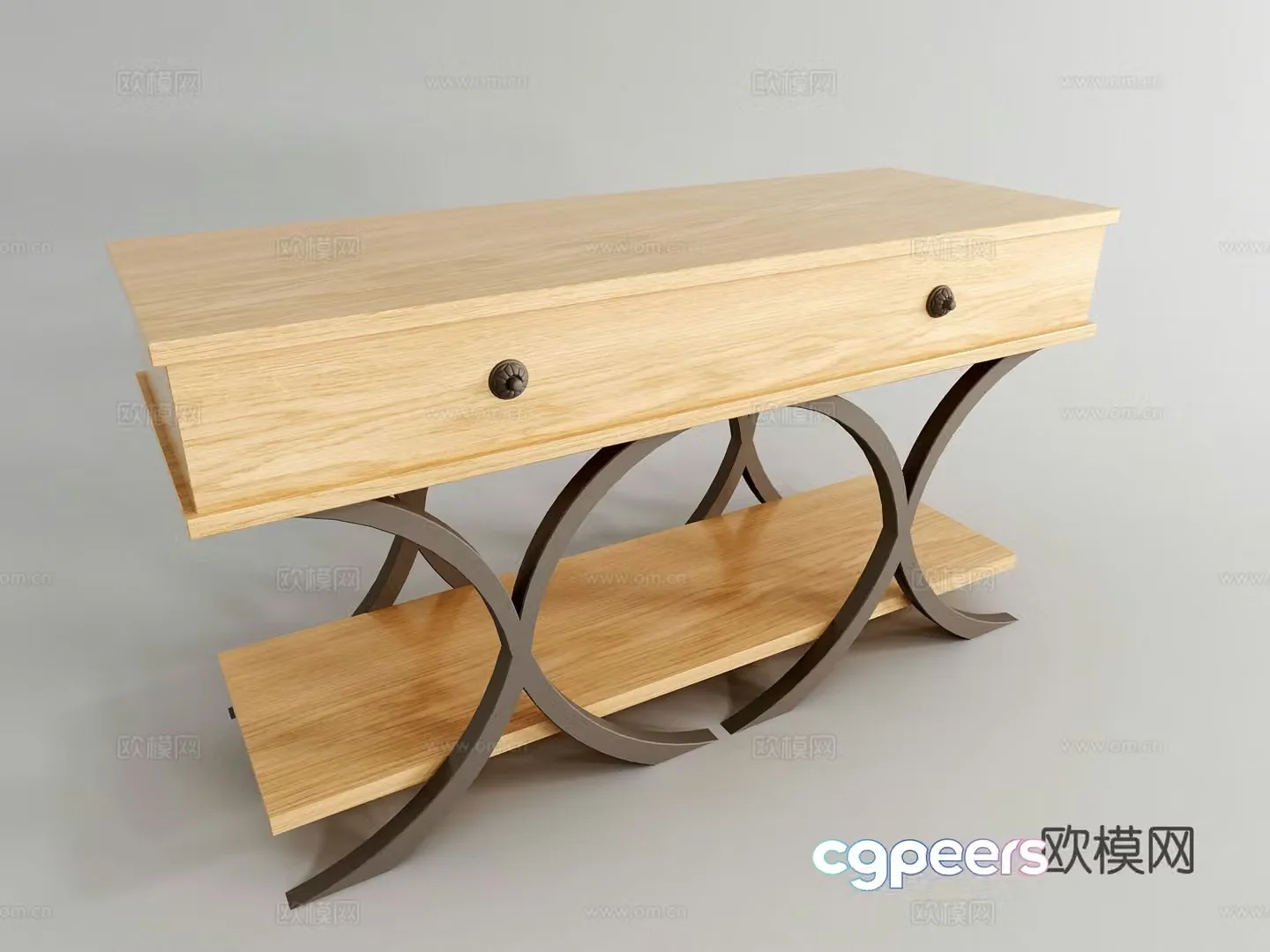 Log style table and sideboard 3D model