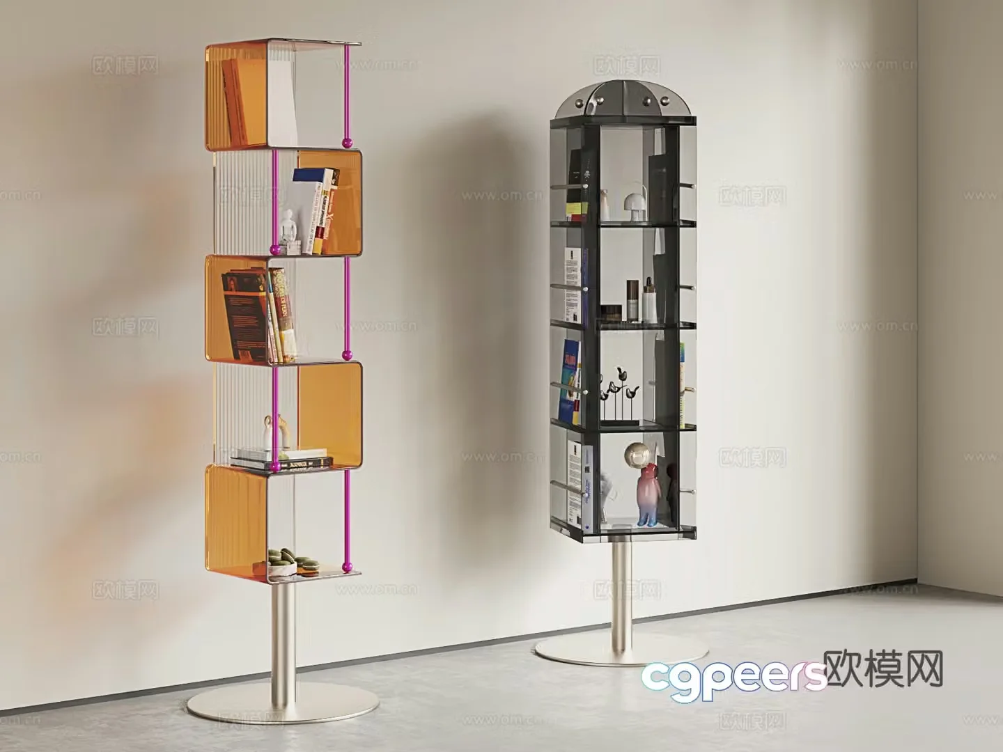 Modern acrylic storage rack medieval magazine storage rack light luxury bookshelf storage rack 3D model