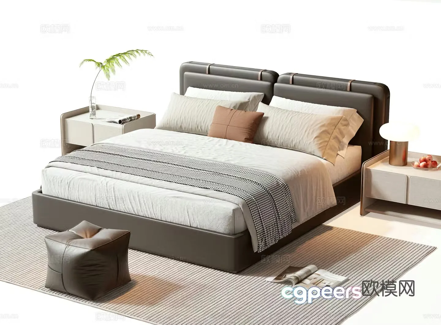 Minotti modern double bed 3d model