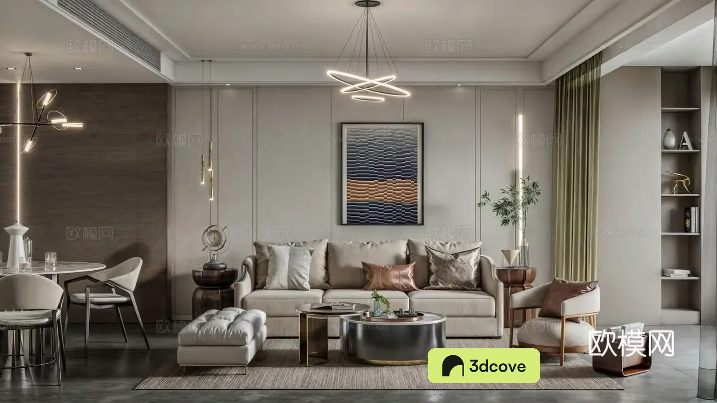 Modern living and dining room
