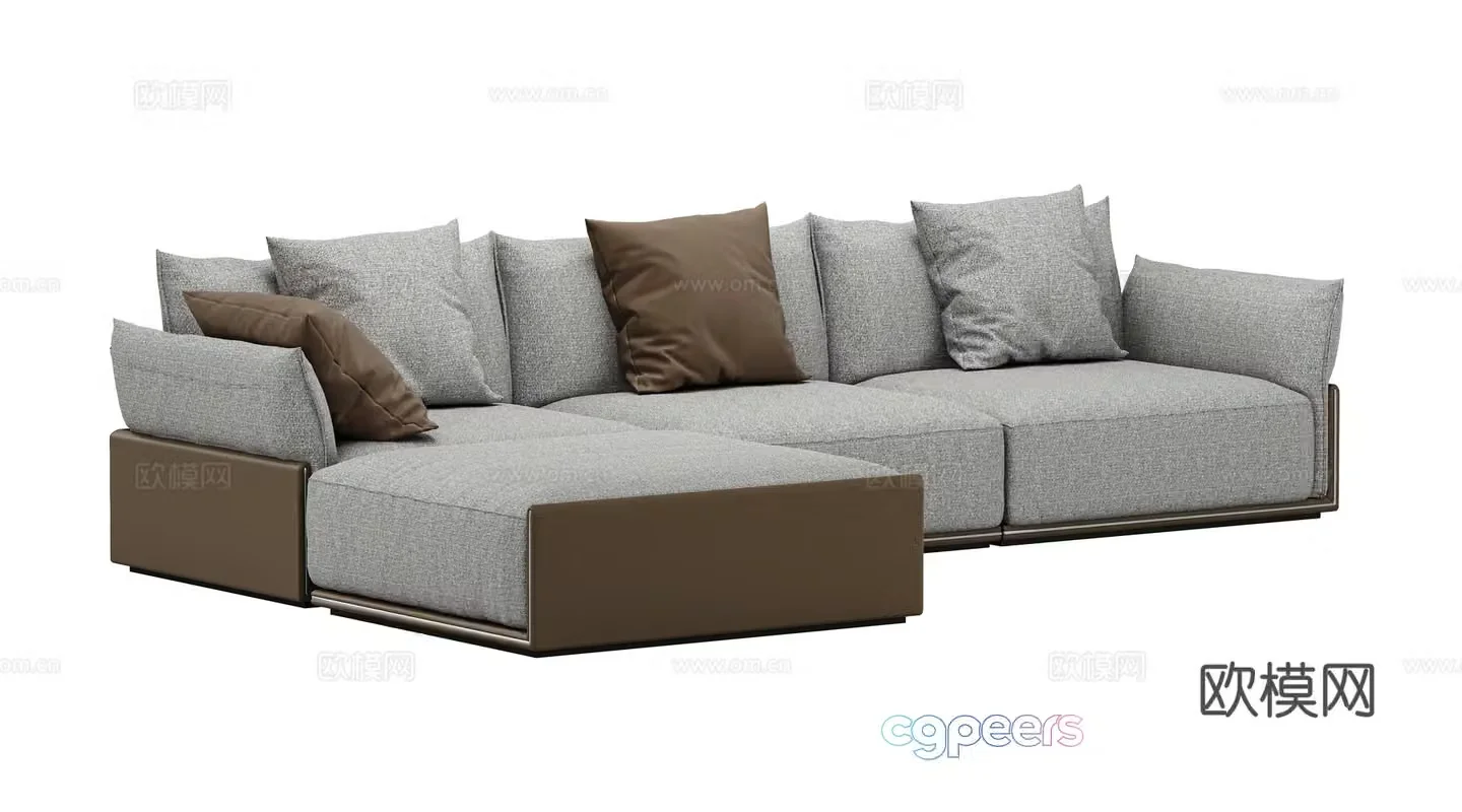 Modern multi-seater sofa corner sofa 3d model