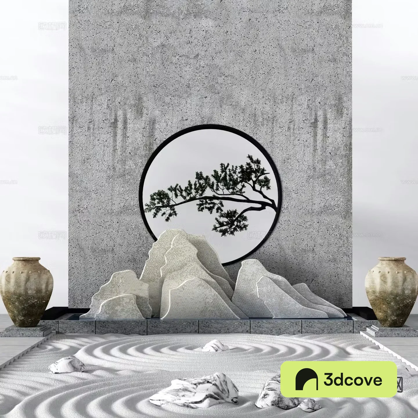 New Chinese style landscape wall rockery sketch landscape wall
