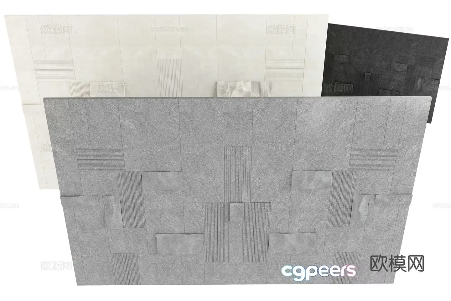 Modern stone wall background wall 3d model