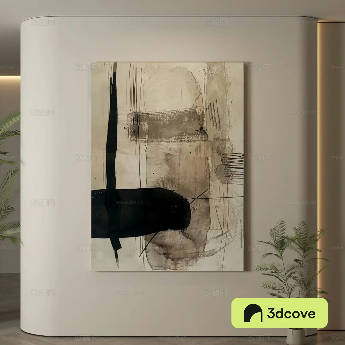 Modern hanging paintings Wasabi wind hanging paintings texture paintings abstract paintings decorative paintings 3D model