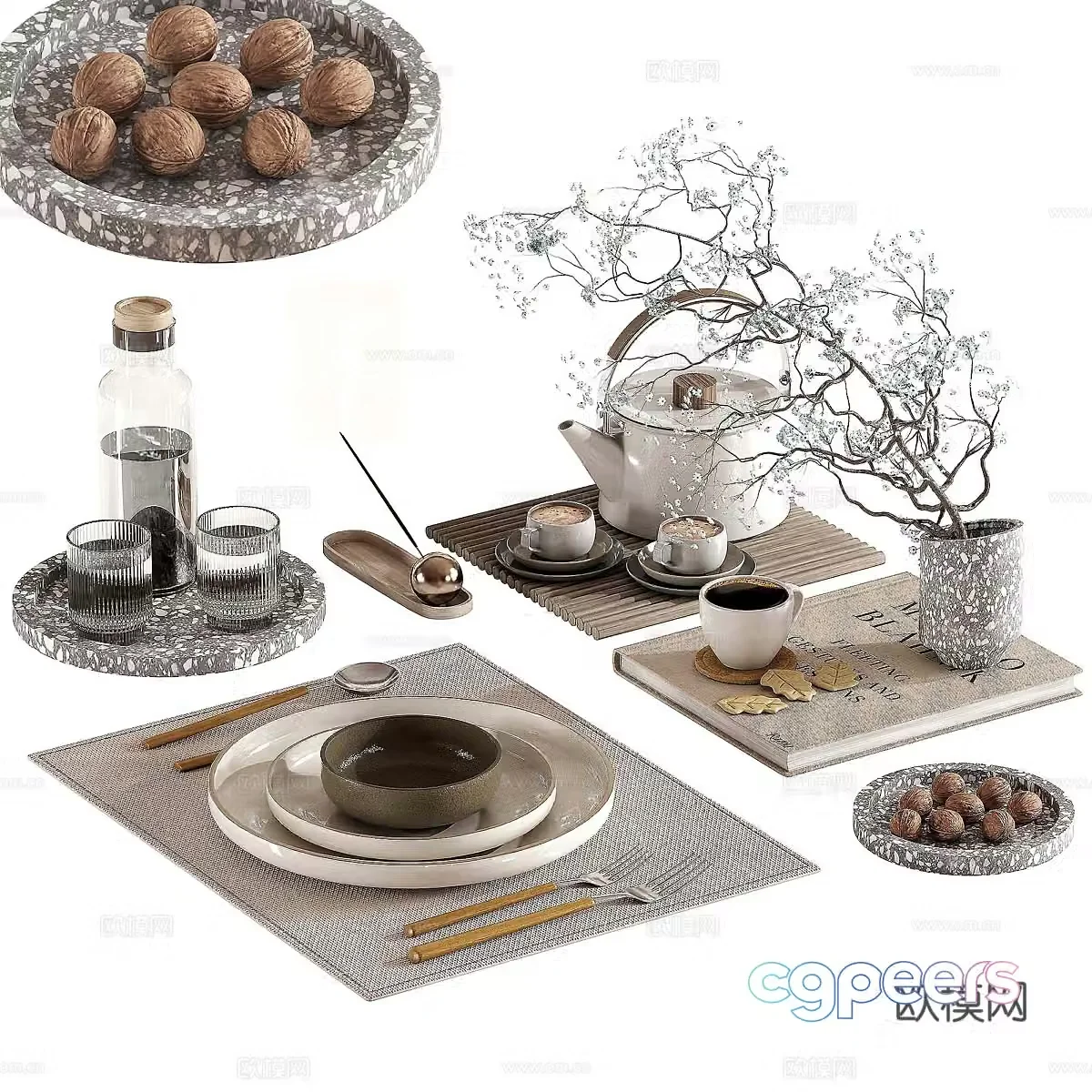 New Chinese jewelry ornament combination 3D model