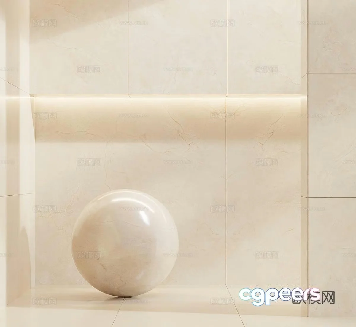 Beige marble marble rock slab tiles 3d model