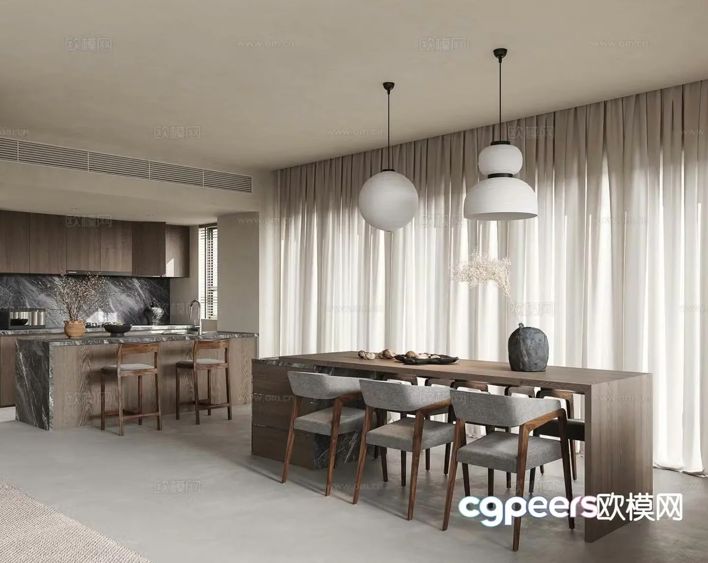 Modern island restaurant water bar 3D model