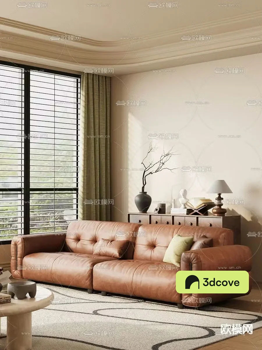 Double sofa leather sofa
