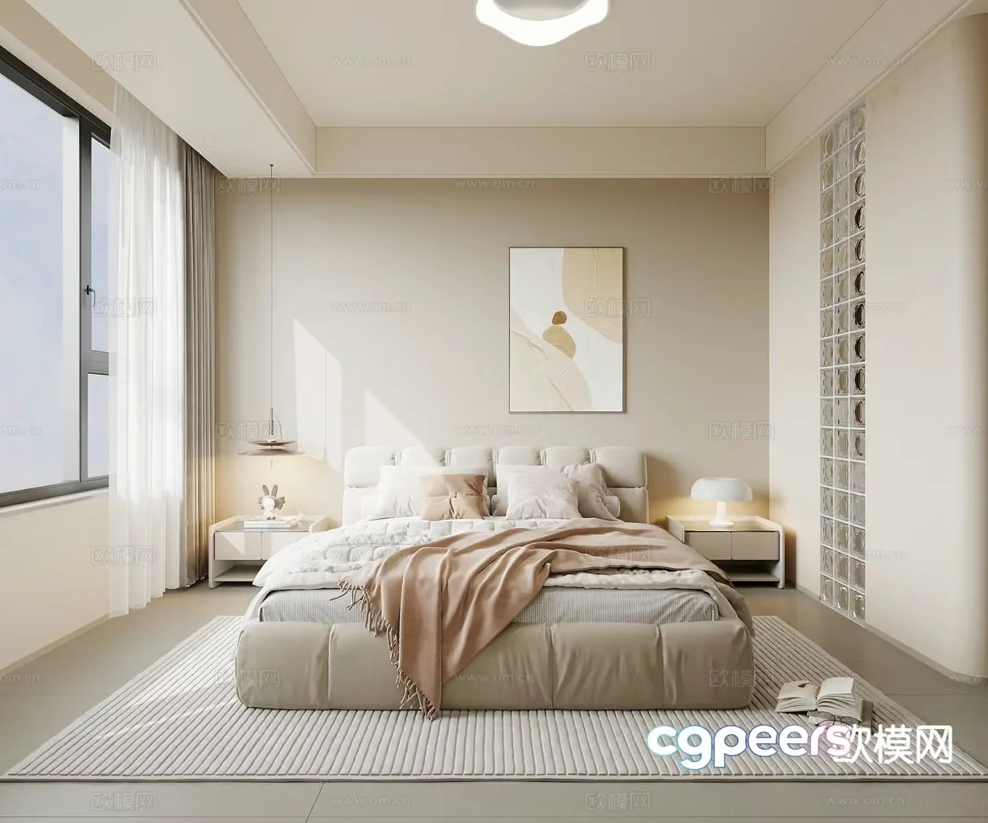 Cream style bedroom second bedroom 3D model