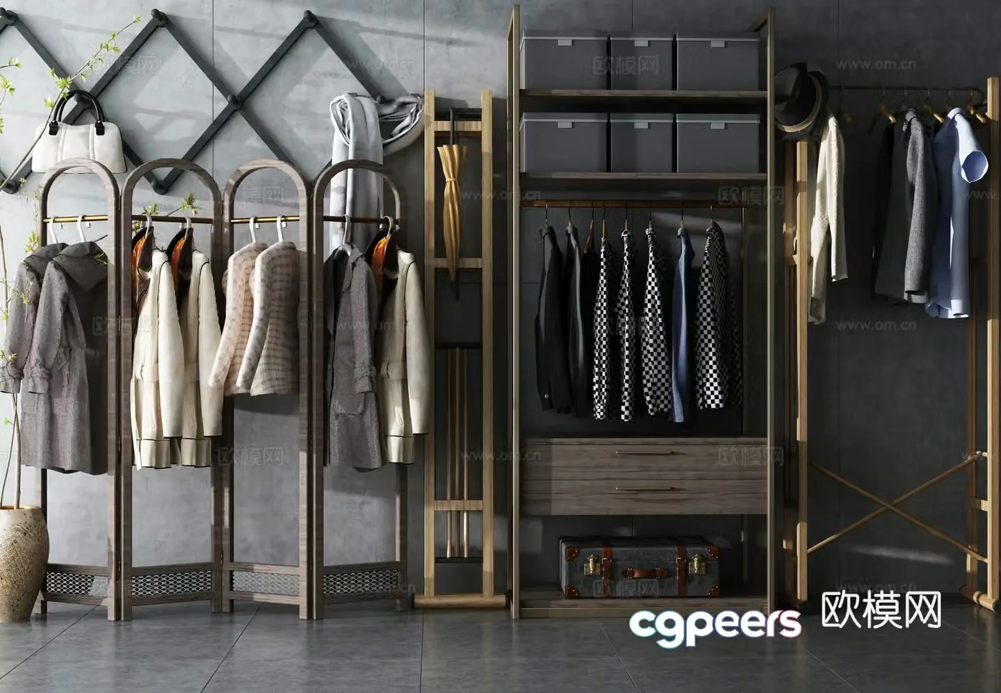 Nordic clothes rack mount combination 3D model