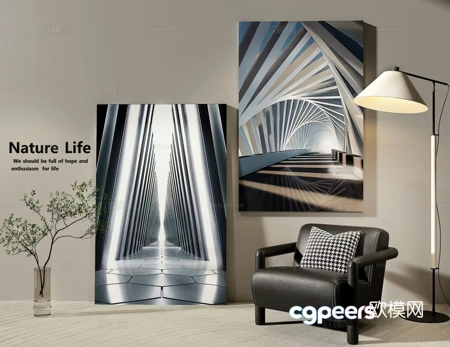 Modern hanging paintings entrance hanging paintings office hanging paintings living room hanging paintings leisure sofa city landscape 3d model