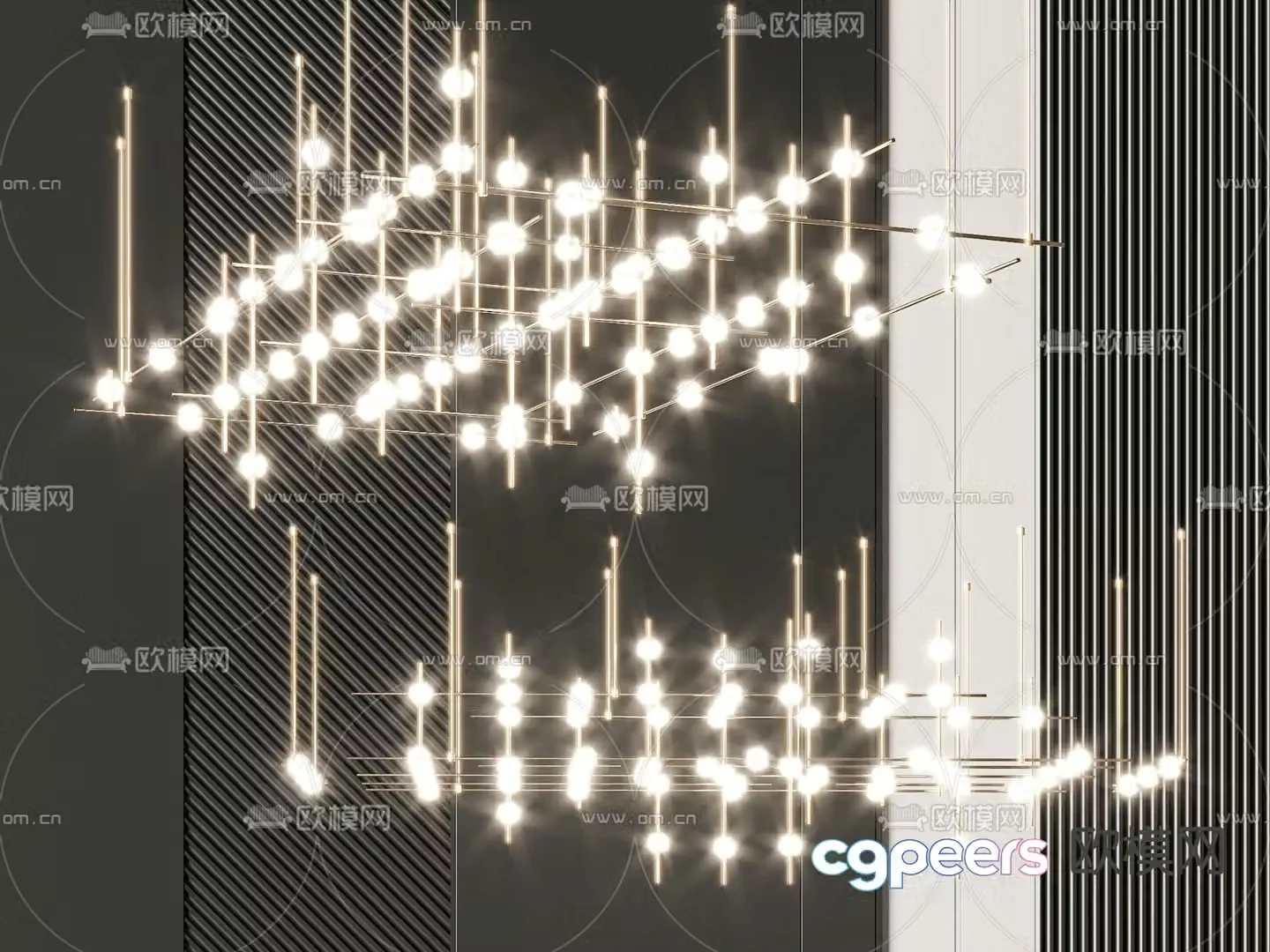 Light luxury chandelier matrix chandelier 3d model