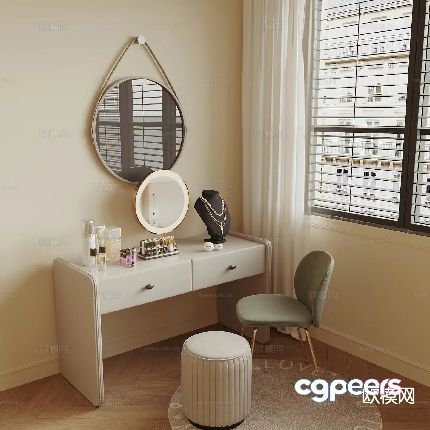 Cream style dresser 3d model