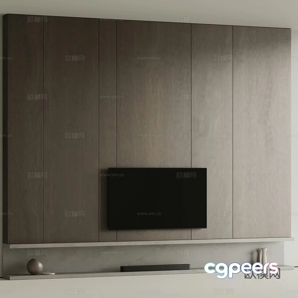 Modern Italian minimalist TV background wall 3d model