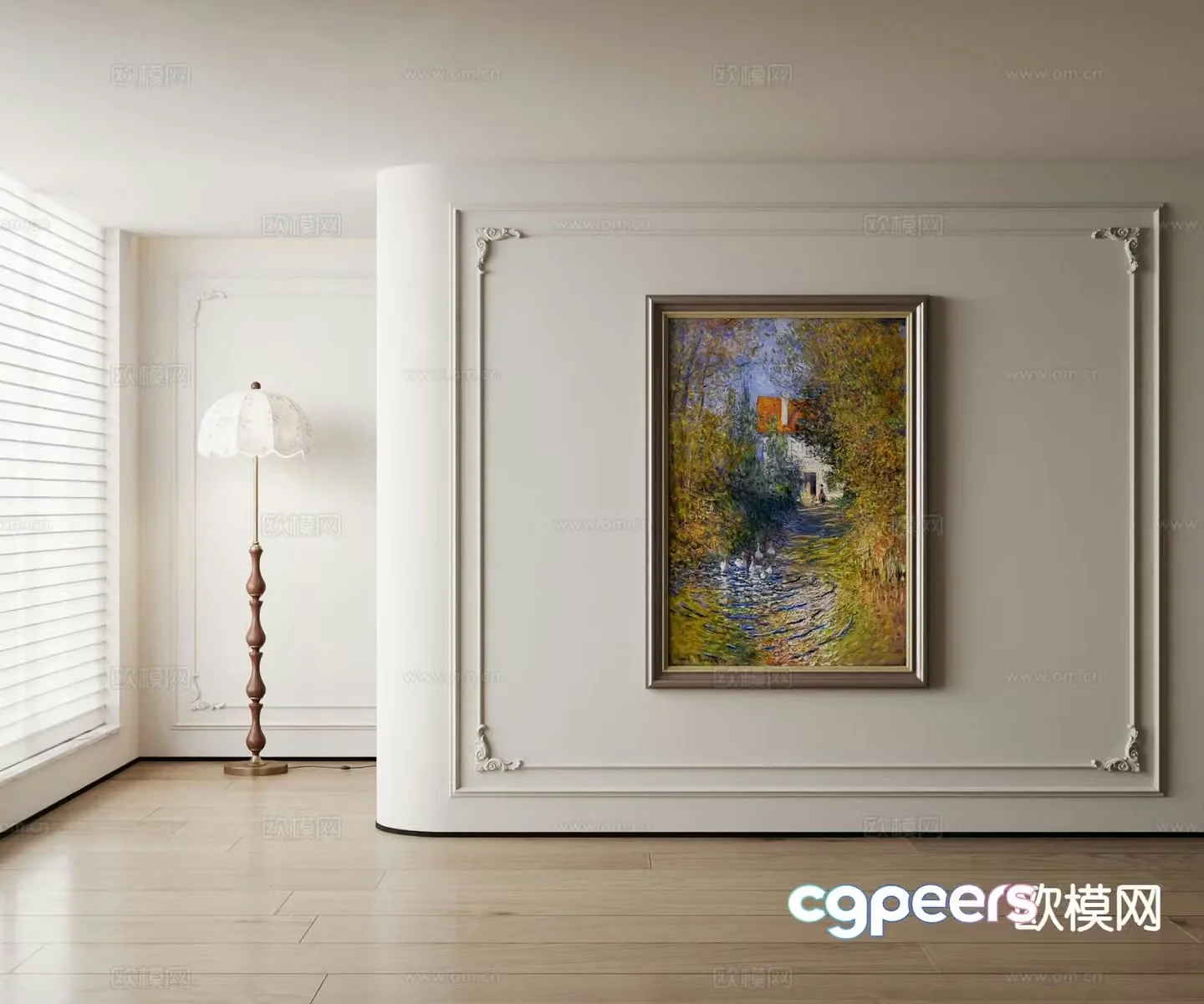 American decorative painting landscape painting oil painting 3d model