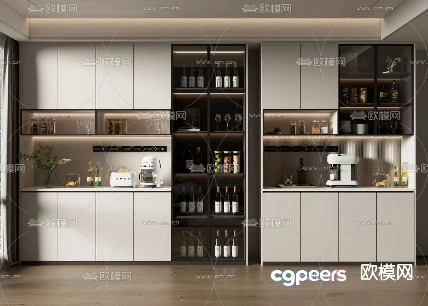 Modern wine cabinet glass cabinet 3d model