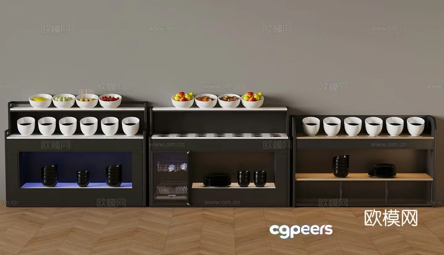 Modern dining cabinet small material table 3D model