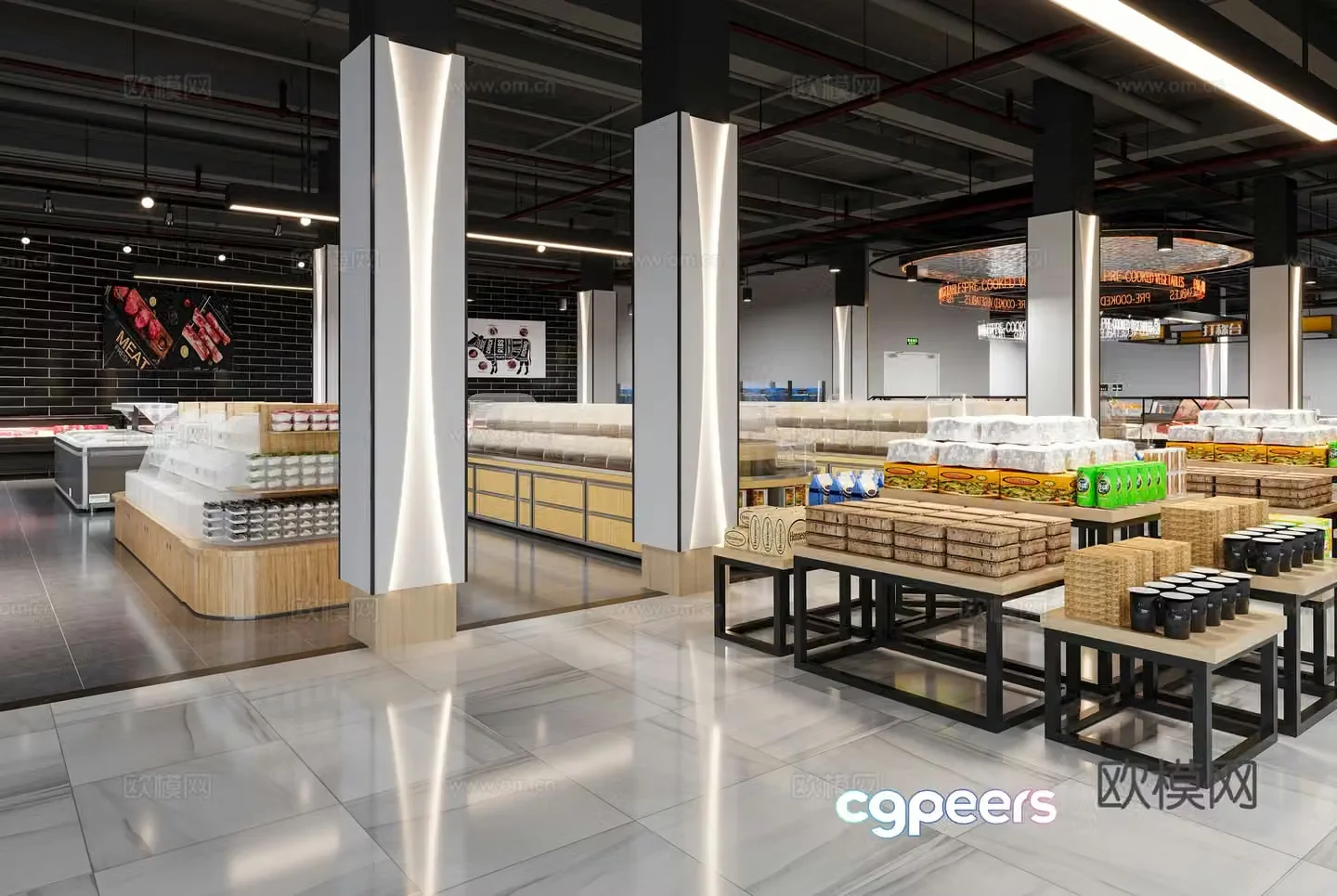 Modern industrial supermarket 3d model