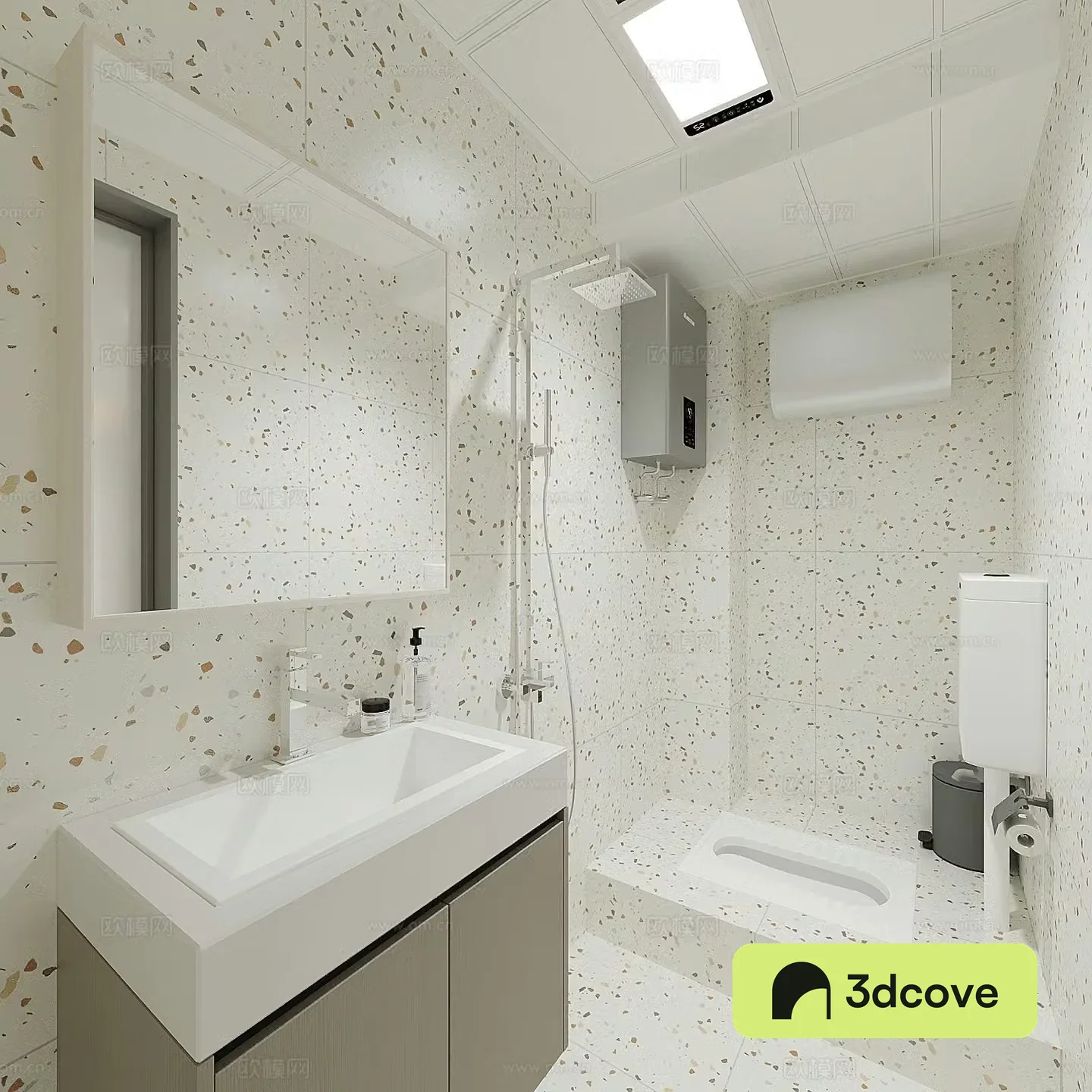 Modern simple squat bathroom