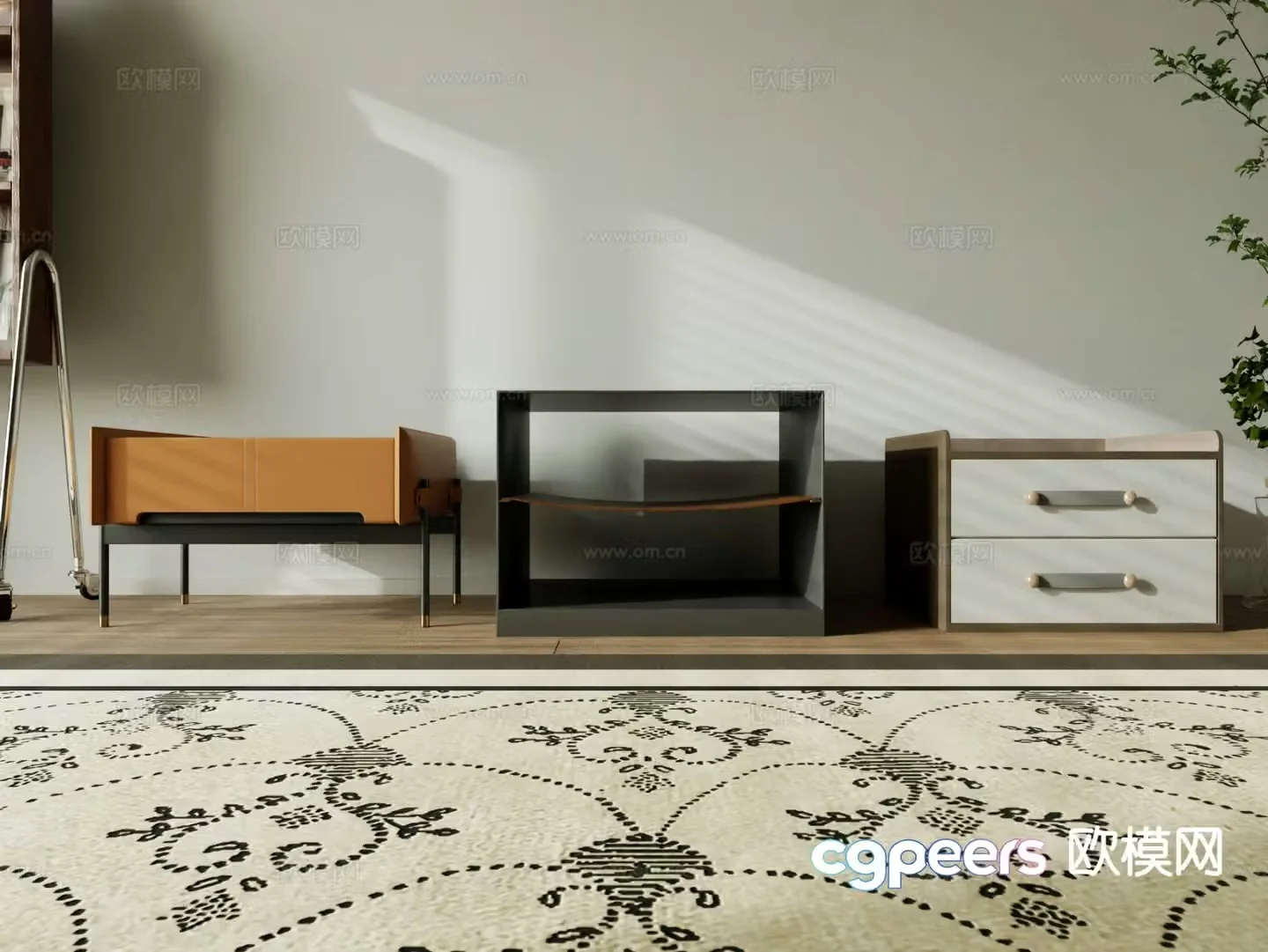 Modern bedside table 3d model