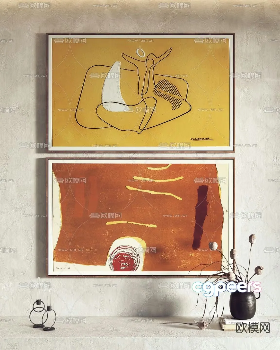 Modern Abstract Art Pieces 3D Model – 402 – VRAY Render