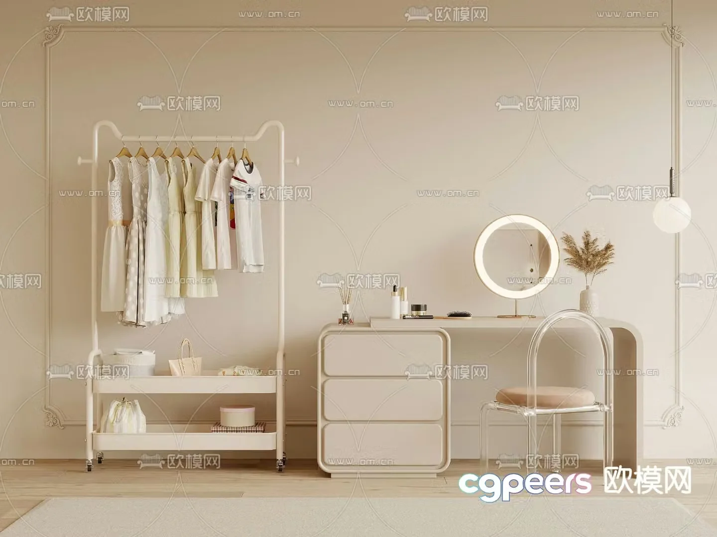 Cream style dresser hanger 3d model
